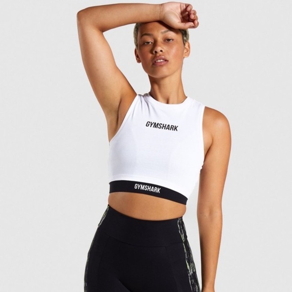 Gymshark Non Stop Crop Tank Top (Medium, white)